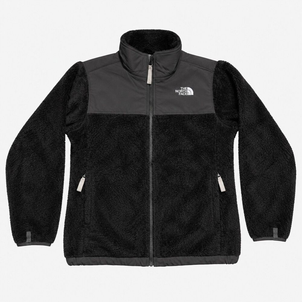 North Face Denali Youth L Junior Black Fleece Full Zip Jacket Nylon High Pile